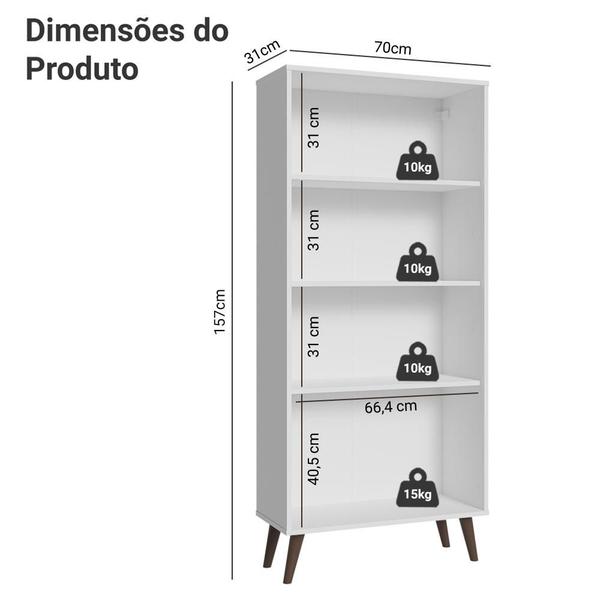 Imagem de Cristaleira 70 cm 2 Portas de Vidro com Pés Cônicos Branco/Marrom Madesa