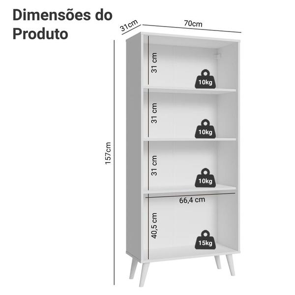 Imagem de Cristaleira 70 cm 2 Portas de Vidro com Pés Cônicos Madesa Branco