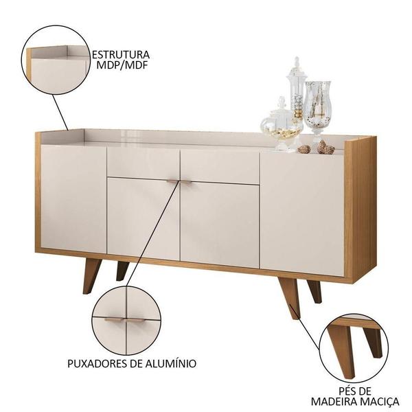 Imagem de Cristaleira Adega órfeo Buffet Sinfonia E Espelho 54cm H01 Off White/cinamomo - Mpozenato