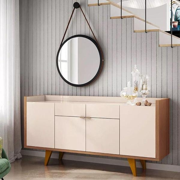 Imagem de Cristaleira Adega órfeo Buffet Sinfonia E Espelho 67cm H01 Off White/cinamomo - Mpozenato