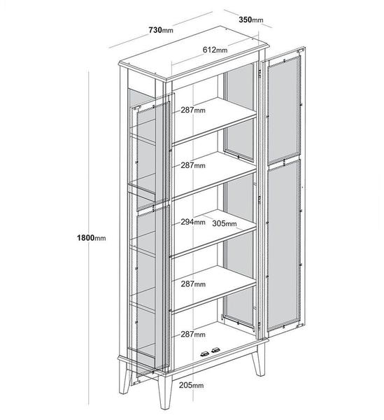 Imagem de Cristaleira Bia 2 Portas cor Preto com Amendoa 180 cm - 62917