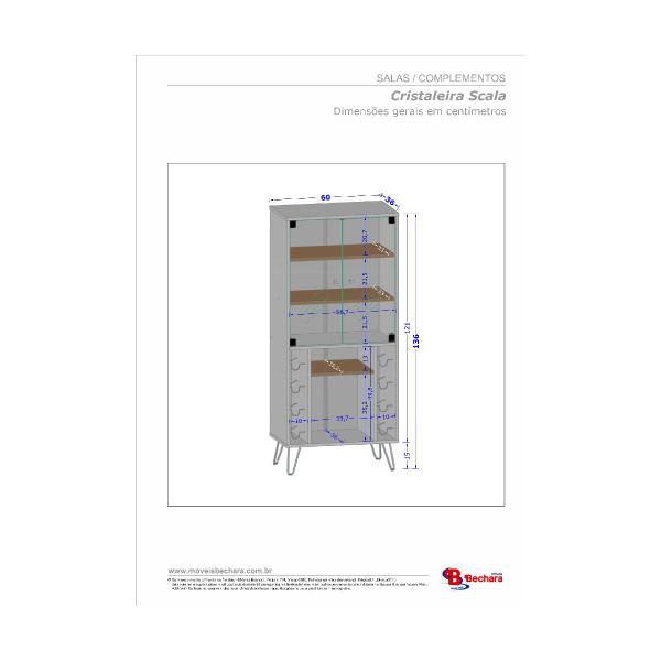 Imagem de Cristaleira Com Porta Garrafas e 2 Portas Scala - Bechara