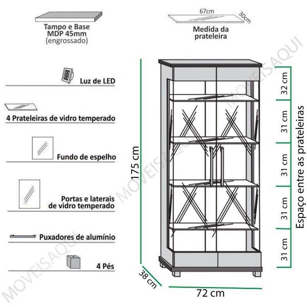 Imagem de Cristaleira Cristal Freijó - Imcal Móveis