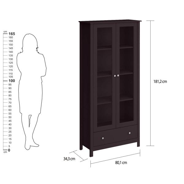 Imagem de Cristaleira Ditália 2 Portas 1 Gaveta E-954 Preto