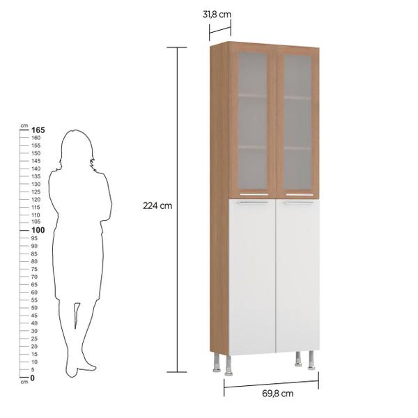 Imagem de Cristaleira Ditália Aspen 4 Portas Carvalho/Branco CD-335 CZ