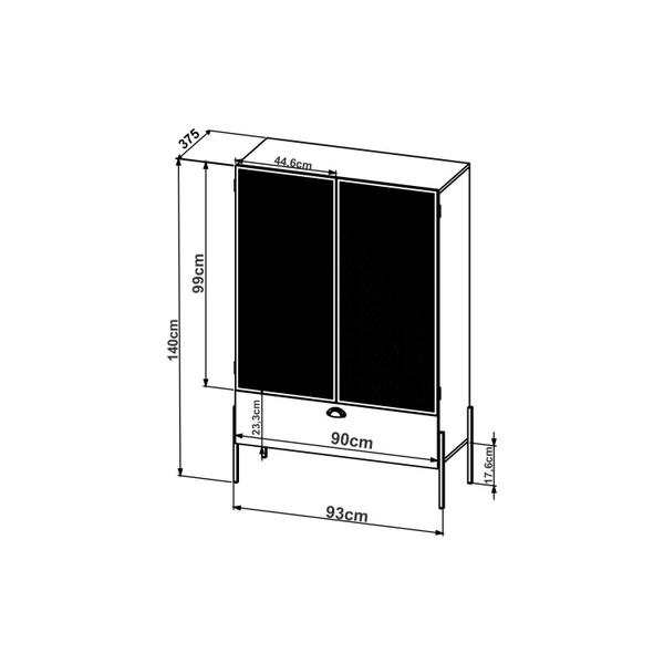 Imagem de Cristaleira Industrial 2 Portas 1 Gaveta 93cm York Artesano