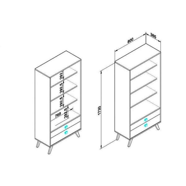 Imagem de Cristaleira Sala Jantar RT3151 c/ 2 Portas e 2 Gavetas Rustico/Branco - Movelbento