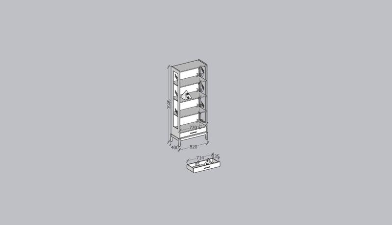 Imagem de Cristaleira Vitrine 2 Portas 1 Gaveta Linha Milão - Madeira Maciça e MDF - Finestra Móveis