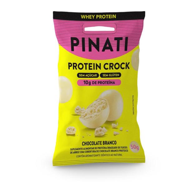 Imagem de Crock De Chocolate Branco Com Whey Protein Sem Açúcar 8 Unidades De 50g Cada Pinati