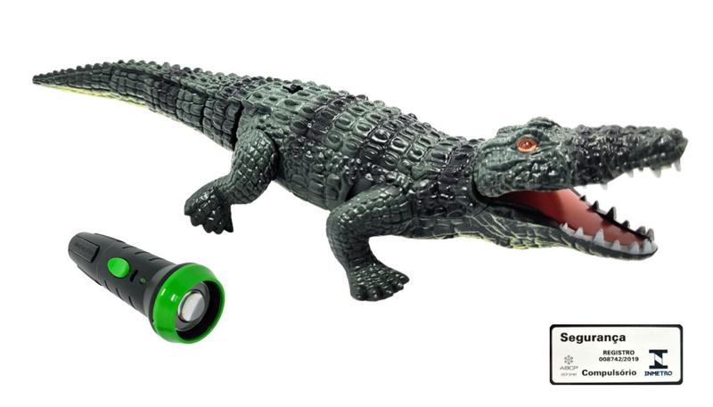 Imagem de Crocodilo Controle Remoto Art Brink Cinza Escuro Luz Som Movimento Controle Infravermelho Brinquedo