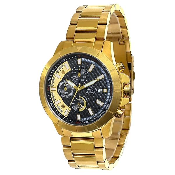 Imagem de Cronógrafo Masculino Tuguir Analógico Infinity TGI37042 Dourado e Preto