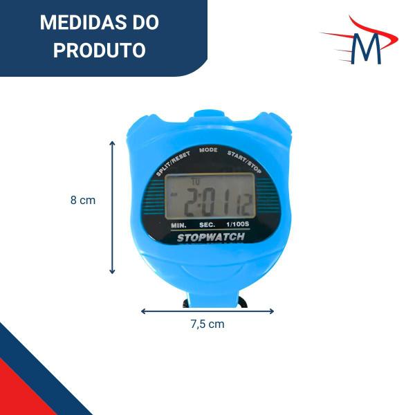 Imagem de Cronômetro Digital Multifuncional Alarme Azul C/12 apitos