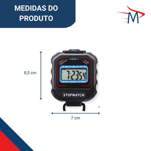 Imagem de Cronômetro Digital Multiuso Com Calendário Preto e 12 apitos