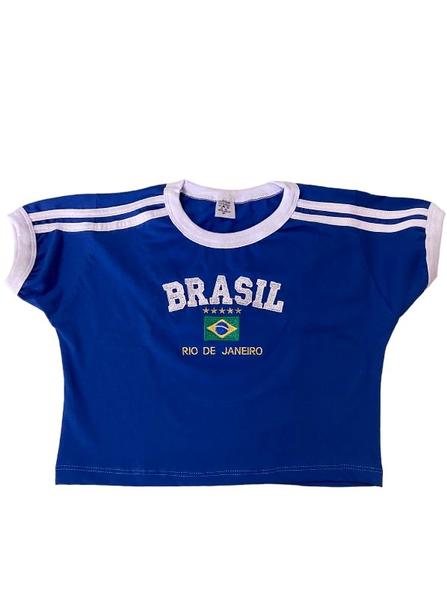 Imagem de Cropped Do Brasil Bandeira Bordada - Azul Clara