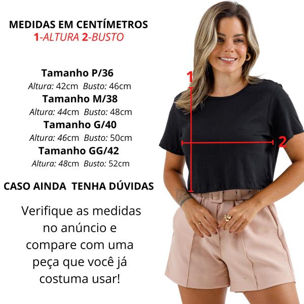 Cropped Feminino Básico 100% Algodão Slim Oversized Moda Primavera