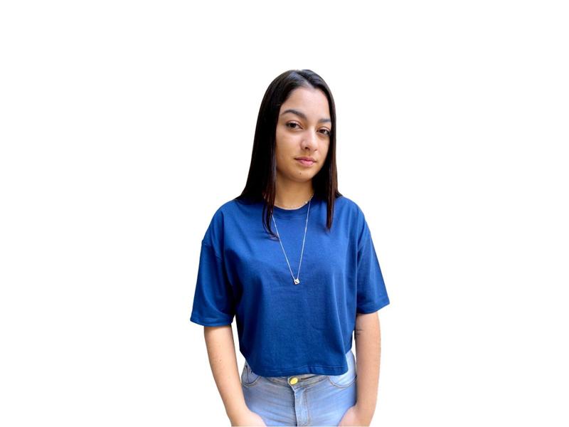 Imagem de Cropped feminino camiseta básica 100% algodão