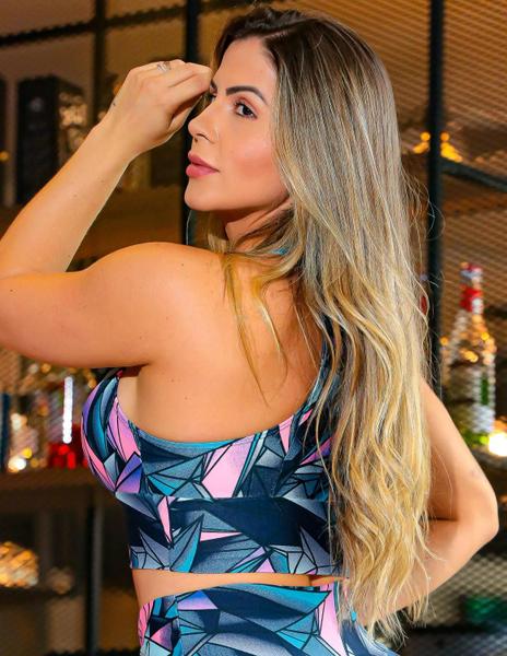 Imagem de Cropped Feminino Fitness Estampado com Bojo Removível para Academia - Fitmoda 