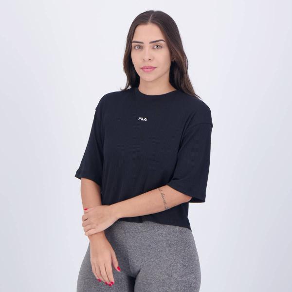 Imagem de Cropped Fila Raglan Feminina Preta