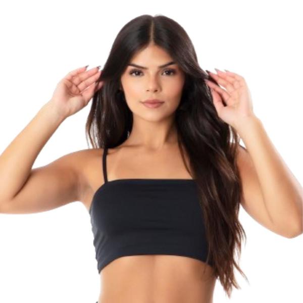 Imagem de Cropped Fitness Feminino Faixa Alcinha Top De Academia Casual Básico Treino Sem Bojo