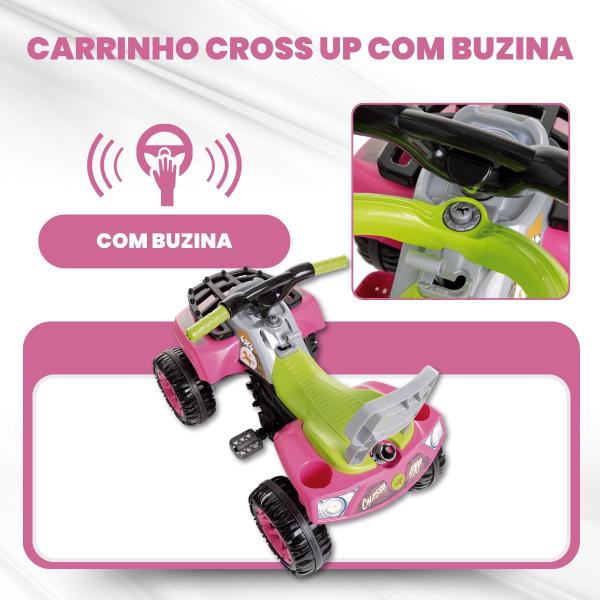 Imagem de Cross Up Rosa Passeio Pedal Infantil Buzina e Apoio de Pé