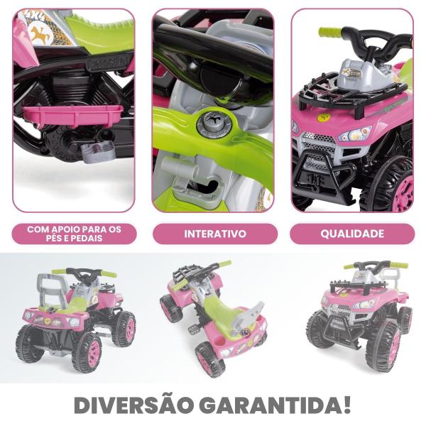 Imagem de Cross Up Rosa Passeio Pedal Infantil Buzina e Apoio de Pé