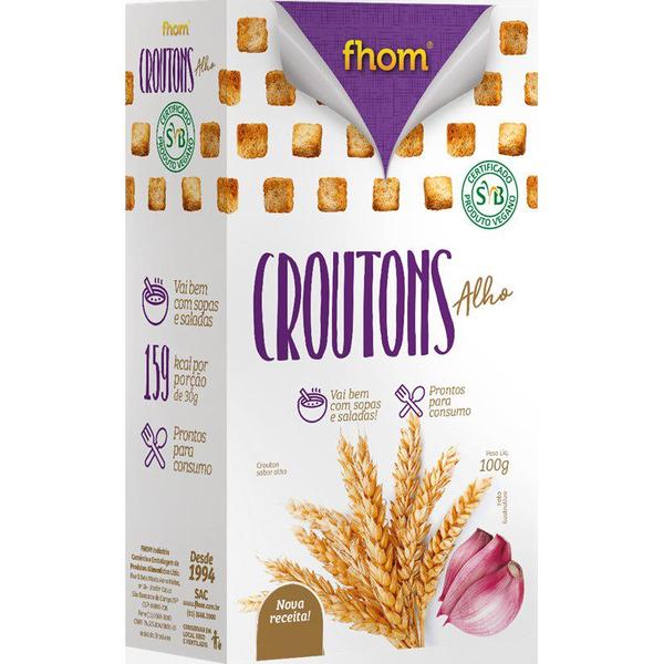 Crouton Alho Caixa 100g Vegano FHOM Imagem de Crouton Alho Caixa 100g Vegano FHOM