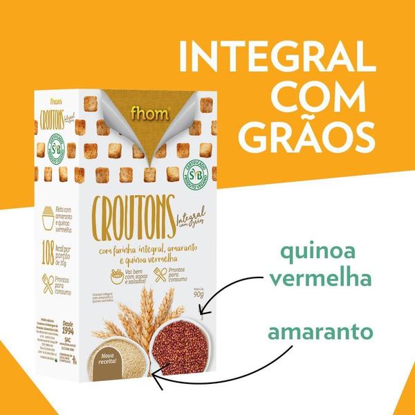 Crouton Integral com Grãos Caixa 90g Vegano FHOM Imagem de Crouton Integral com Grãos Caixa 90g Vegano FHOM