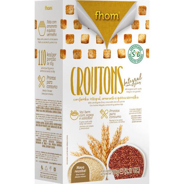 Crouton Integral com Grãos Caixa 90g Vegano FHOM Imagem de Crouton Integral com Grãos Caixa 90g Vegano FHOM