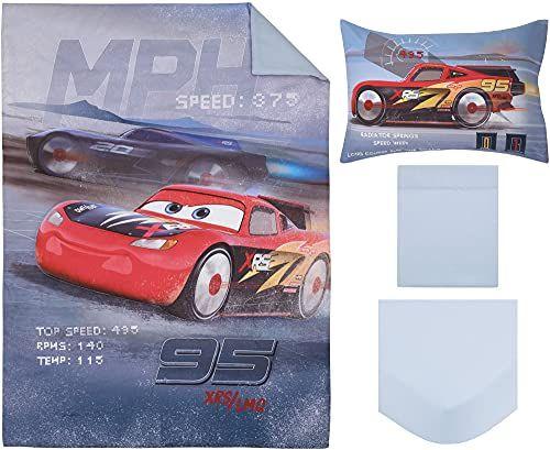 Imagem de Crown Crafts Produtos Infantis Disney Cars 4 Piece Toddler Bedding Set - Speedy Frenzy