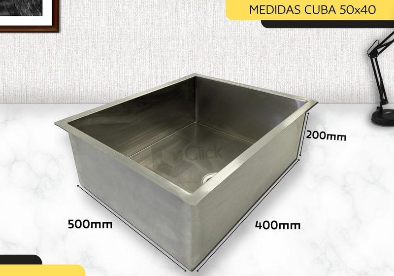 Imagem de Cuba 50x40 Grande Moderna P/cozinha Escovada C/escorredor