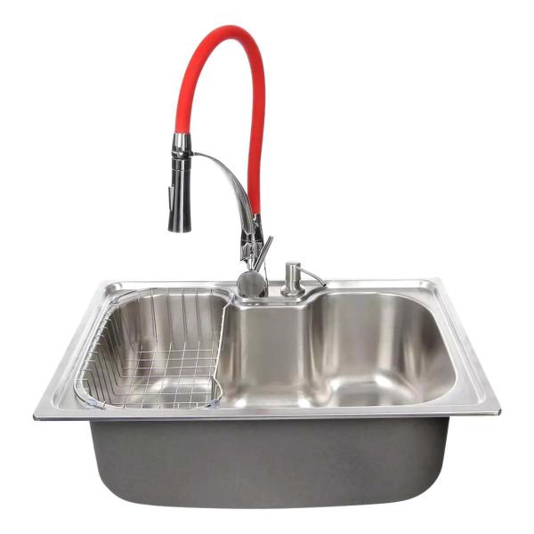 Imagem de Cuba 60x42 inox 304 com torneira gourmet e kit de acessórios