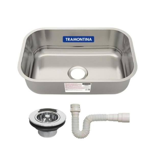Cuba Aço Inox Nº 1 Retangular Tramontina 47x30 Válvula Sifão Imagem de Cuba Aço Inox Nº 1 Retangular Tramontina 47x30 Válvula Sifão