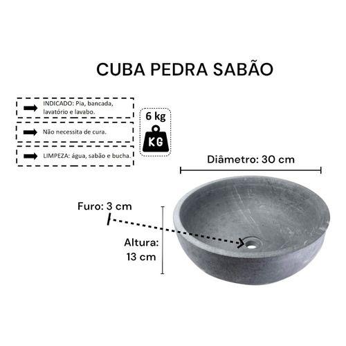 Imagem de Cuba Bojo Pia Pedra Sabão 30 cm