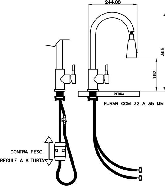 Imagem de Cuba Cozinha Dupla Pro Inox E Torneira Clean Preta c/ Lixeira