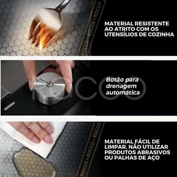 Imagem de Cuba Cozinha Gourmet 60x45cm Luxo Inox 304 Com Acessórios Cesto Dosador Sabão Válvula