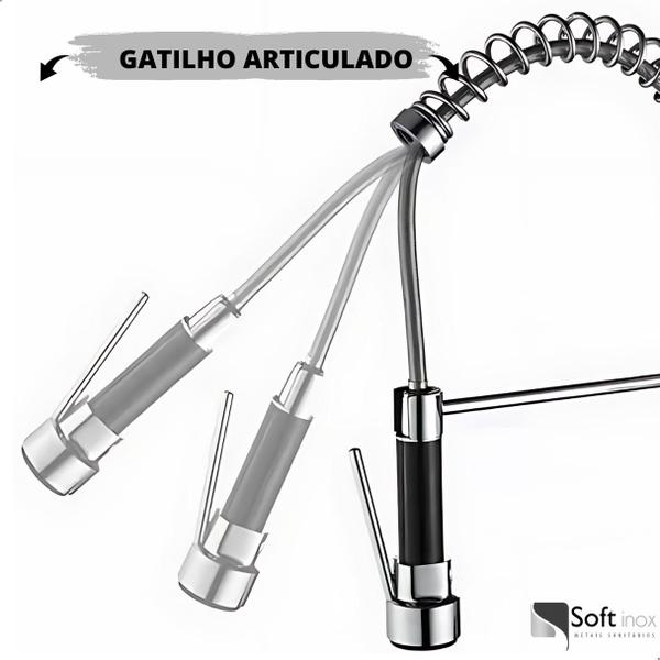 Imagem de Cuba Cozinha Gourmet Inox Com Torneira 2 Saídas Extensível e Acessorios Soft 60x40