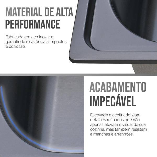 Cuba Cozinha Gourmet Pia Aço Inox Preta Acessórios Embutir - Holtter Home Design Imagem de Cuba Cozinha Gourmet Pia Aço Inox Preta Acessórios Embutir
