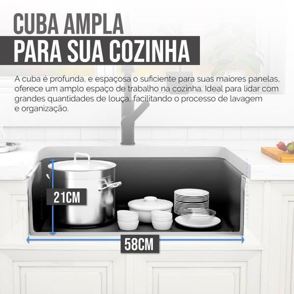 Imagem de Cuba Cozinha Gourmet Pia Aço Inox Quadrada Dourado Gold