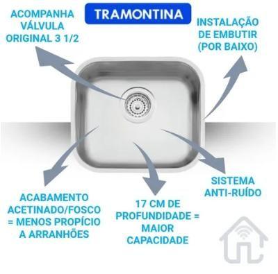 Imagem de Cuba Cozinha Inox 40x34x17 Prime Tramontina +Tanque 40x40 + Dosador +Suporte Porta Esponja