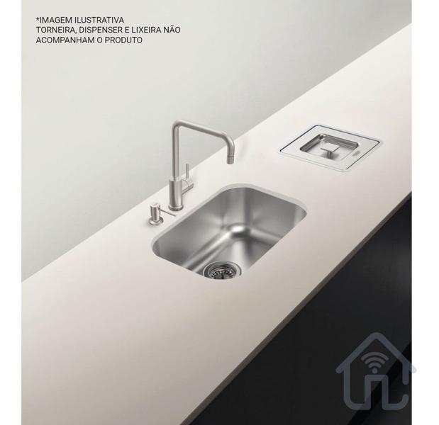Cuba Cozinha Inox Tramontina Lavínia 47x30x17 Acetinado C/ Sifão Imagem de Cuba Cozinha Inox Tramontina Lavínia 47x30x17 Acetinado C/ Sifão