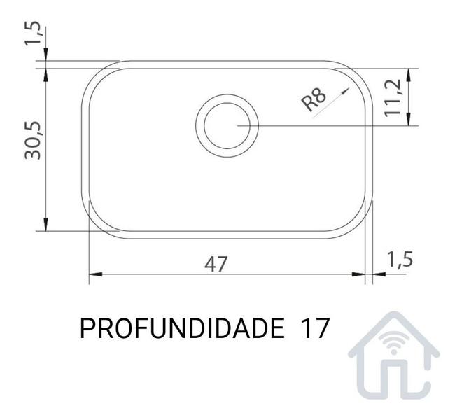Cuba Cozinha Inox Tramontina Lavínia 47x30x17 Acetinado C/ Sifão Imagem de Cuba Cozinha Inox Tramontina Lavínia 47x30x17 Acetinado C/ Sifão