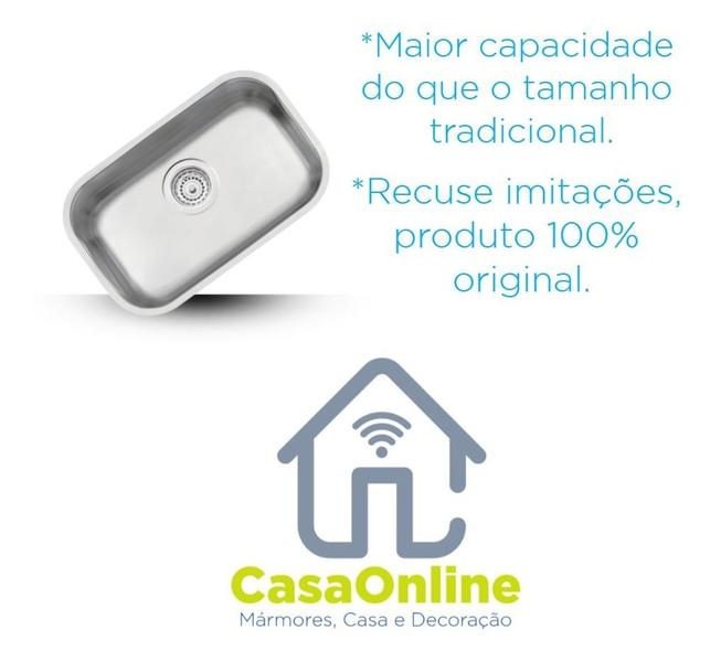 Cuba Cozinha Inox Tramontina Lavínia 47x30x17 Acetinado C/ Sifão Imagem de Cuba Cozinha Inox Tramontina Lavínia 47x30x17 Acetinado C/ Sifão