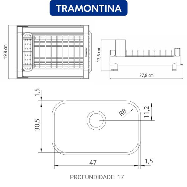 Imagem de Cuba Cozinha Tramontina N1 Acetinada Com Escorredor De Pratos