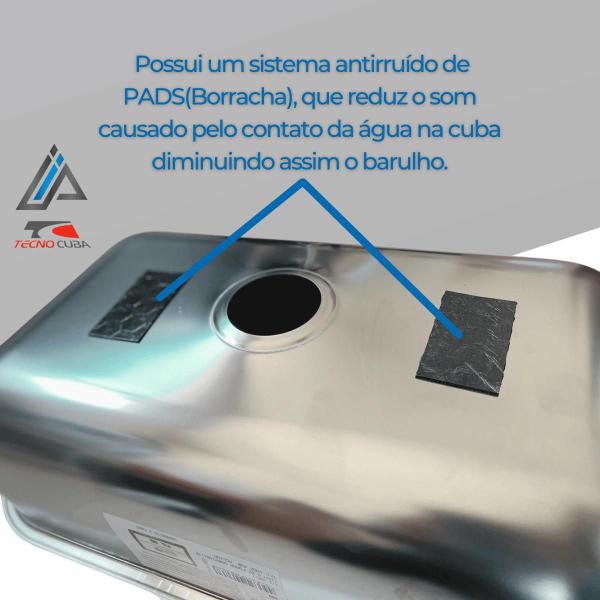 Imagem de Cuba de Aço Inox Medida 56x34x14 Polida com Válvula 3 1/2 e Sifão