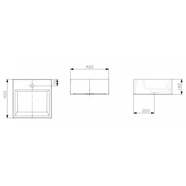 Imagem de Cuba de Apoio Basic Quadrada Valvula Oculta 7/8 com Mesa