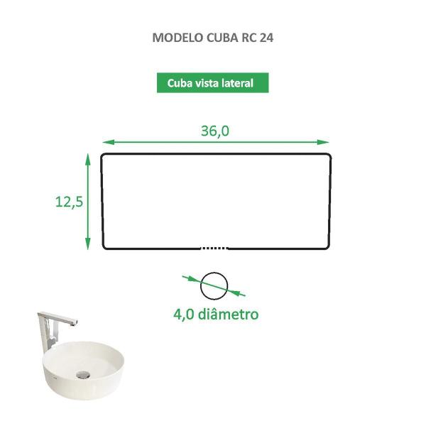 Imagem de Cuba De Apoio Branca Cerâmica Reno Rc 24