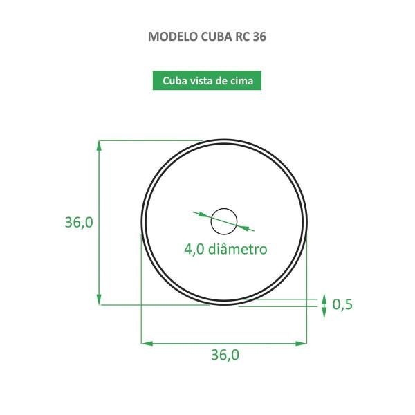 Imagem de Cuba De Apoio Branca E Preta Cerâmica Reno Rc 36