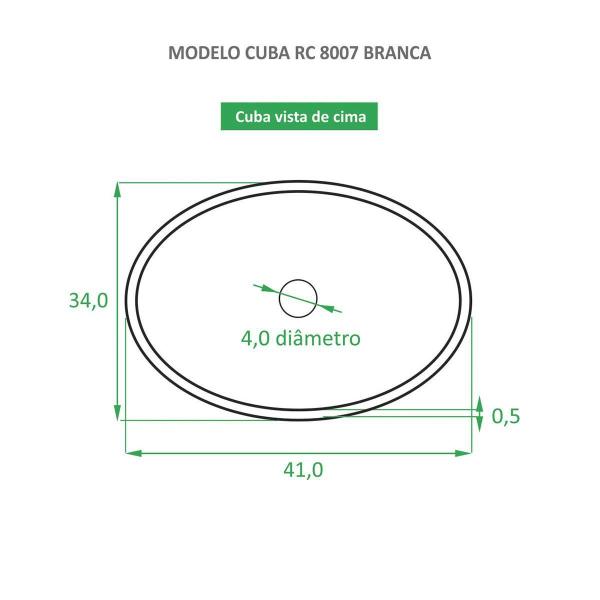 Imagem de Cuba De Apoio Branca E Preta Cerâmica Reno Rc 8007