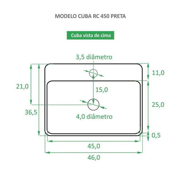 Imagem de Cuba De Apoio Cerâmica Reno Rc 450 Preta Fosca