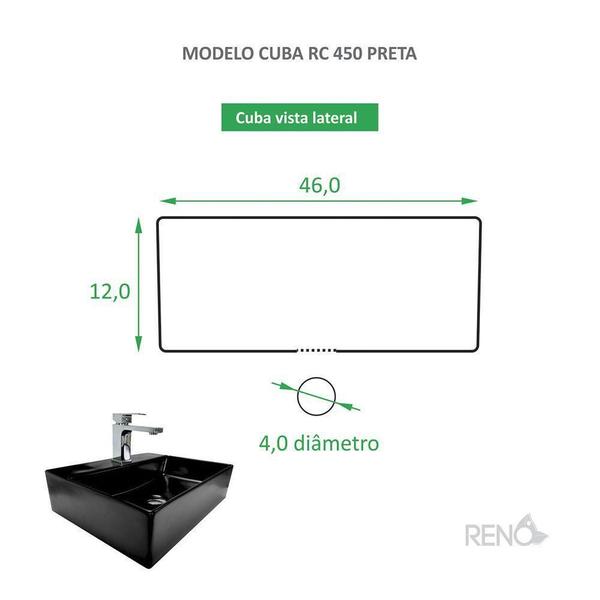 Imagem de Cuba De Apoio Cerâmica Reno Rc 450 Preta Fosca